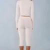 Selene Knit Mid-Rise Capri Trousers in Ivory
