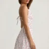 Seliora Scalloped Backless A-Line Mini Dress in Cherry Print