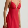 Seliora Scalloped Backless A-Line Mini Dress in Scarlet Red