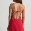 Seliora Scalloped Backless A-Line Mini Dress in Scarlet Red