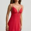 Seliora Scalloped Backless A-Line Mini Dress in Scarlet Red