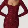 Sephina Embellished Sweetheart-Neck Mini Dress in Red