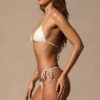 Serina Side-Tie Thong Bikini Bottoms in White