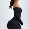 Serra Modal Off-Shoulder Bubble Hem Mini Dress in Black