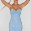 Seychelles Embellished Cowl Neck Mini Dress in Blue