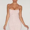 Seychelles Embellished Cowl Neck Mini Dress in Blush