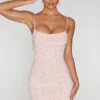 Seychelles Embellished Cowl Neck Mini Dress in Blush
