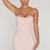 Seychelles Embellished Cowl Neck Mini Dress in Blush