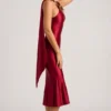 Shaya Asymmetric Scarf-Detail Midaxi Dress in True Red