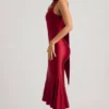 Shaya Asymmetric Scarf-Detail Midaxi Dress in True Red