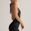 Shelly Modal Ribbed Backless Playsuit in Black