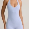 Shelly Modal Ribbed Backless Playsuit in Light Blue