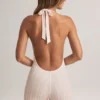 Shelly Modal Ribbed Backless Playsuit in Stripe Print