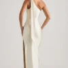Sheril Asymmetric Scarf-Detail Maxi Dress in Ivory