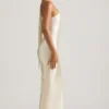 Sheril Asymmetric Scarf-Detail Maxi Dress in Ivory