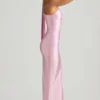 Sheril Asymmetric Scarf-Detail Maxi Dress in Soft Pink
