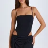 Shiloh Draped Cut-Out Mini Dress in Black