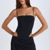 Shiloh Draped Cut-Out Mini Dress in Black