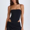 Shiloh Draped Cut-Out Mini Dress in Black