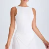 Shirin Draped Open-Back Mini Dress in White