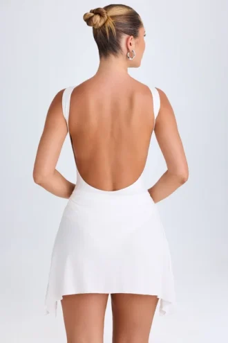 Shirin Draped Open-Back Mini Dress in White