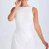 Shirin Draped Open-Back Mini Dress in White