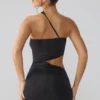 Shyla Slinky Jersey Ruched Cut Out Mini Dress in Black
