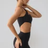 Shyla Slinky Jersey Ruched Cut Out Mini Dress in Black