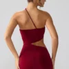 Shyla Slinky Jersey Ruched Cut Out Mini Dress in Ruby