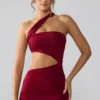 Shyla Slinky Jersey Ruched Cut Out Mini Dress in Ruby