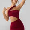 Shyla Slinky Jersey Ruched Cut Out Mini Dress in Ruby