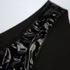 Siana Glossy Vinyl Plunge-Neck Bodysuit in Black