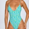 Sicily Open-Back Swimsuit in Blue Multi Print