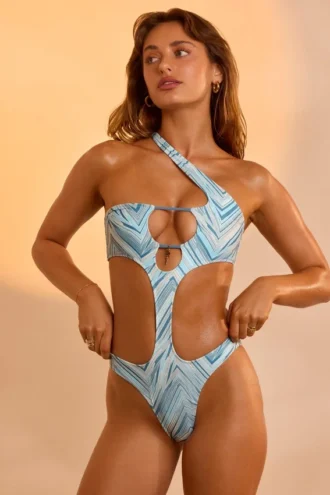 Signature Swim II One-Piece Swimsuit in Blue Print