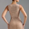 Sindre Embellished Square-Neck Mini Dress in Almond