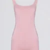 Soft Active Backless Contrast Unitard in Powder Pink