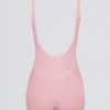 Soft Active Backless Contrast Unitard in Powder Pink