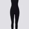 Soft Active Backless Jumpsuit in Black