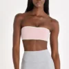 Soft Active Bandeau Sports Bra in Blush Marl