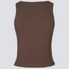Soft Active Boat-Neck Open-Back Tank Top in Cocoa