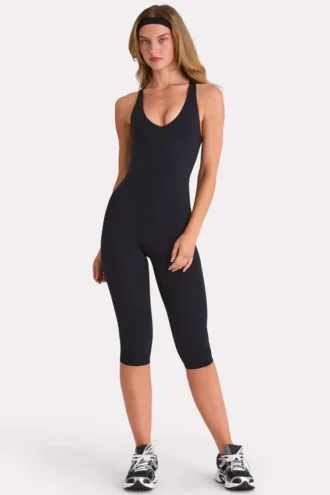 Soft Active Capri Jumpsuit in Black