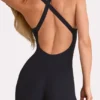 Soft Active Capri Jumpsuit in Black