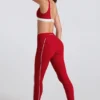 Soft Active Contrast Leggings in Dark Red