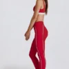 Soft Active Contrast Leggings in Dark Red