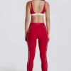 Soft Active Contrast Leggings in Dark Red