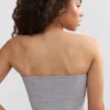 Soft Active Contrast-Trim Bandeau Top in Marl Grey