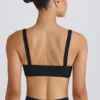 Soft Active Contrast-Trim Sports Bra in Black