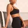 Soft Active Contrast-Trim Sports Bra in Black
