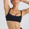 Soft Active Contrast-Trim Sports Bra in Black