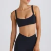 Soft Active Contrast-Trim Sports Bra in Black